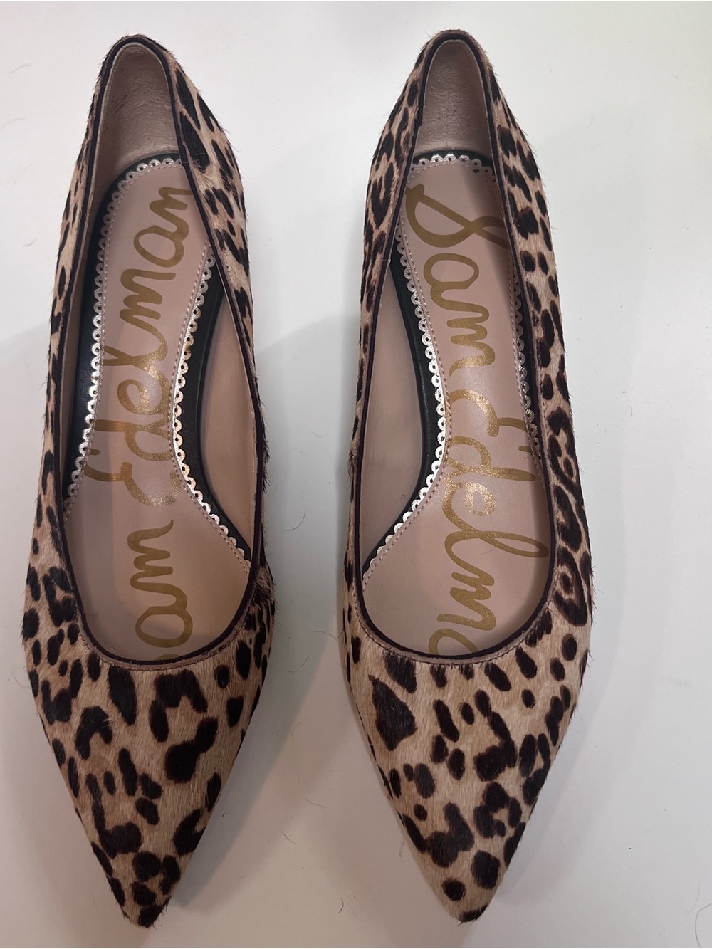 Sam Edelman Dori Sand Leopard Kitten Heel Calf Hair Size 6.5M Fall